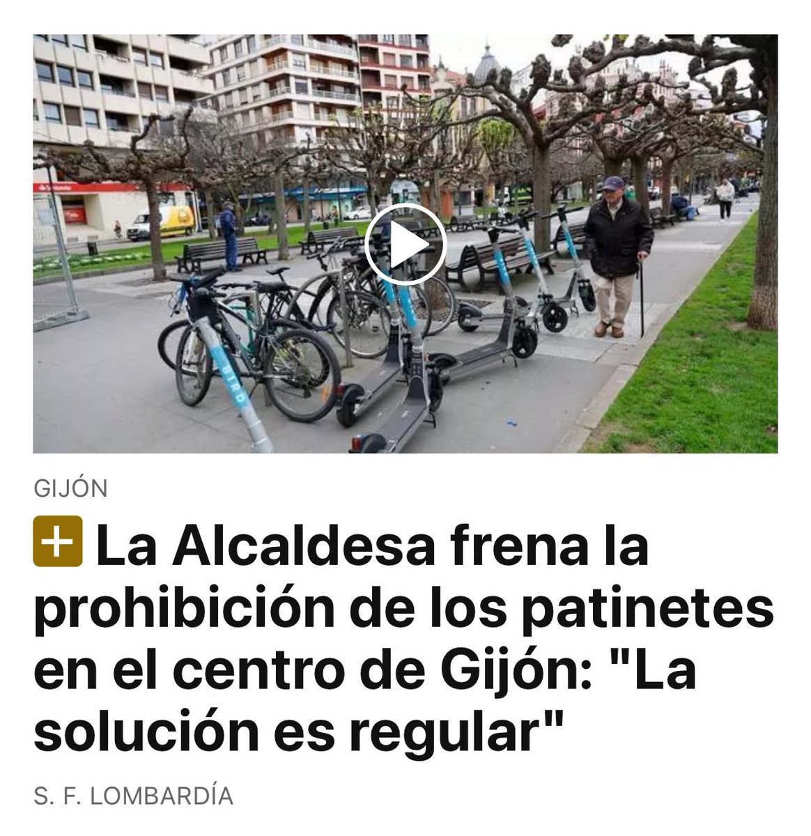 jsllana's tweet photo. 🛴 Xixón tenía una Ordenanza de Movilidad que regulaba, entre otras cosas, las nuevas formas de movilidad urbana como son los patinetes eléctricos. La tenía hasta que en 2023 la derogó el gobierno Moriyón, volviendo a una normativa de hace 20 años. De aquellos polvos, estos lodos https://t.co/0d1ejUFmYm