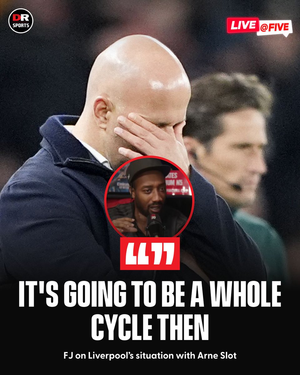 drsportsmedia's tweet photo. Slot's exit is the ultimate warning for Liverpool fans ๐
#LiveAtFive https://t.co/A9jfEKeD6C