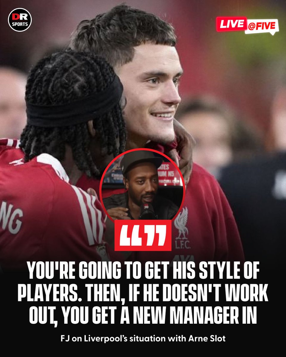 drsportsmedia's tweet photo. Slot's exit is the ultimate warning for Liverpool fans ๐
#LiveAtFive https://t.co/A9jfEKeD6C