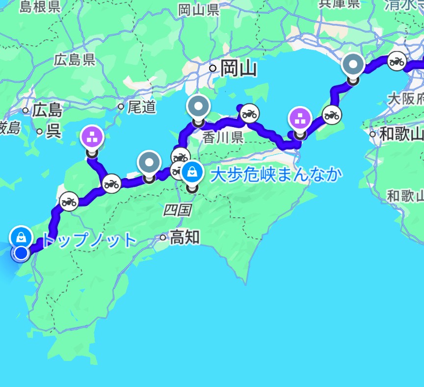 ad199900's tweet photo. 本日の軌跡 淡路島経由で四国入り、八幡浜まで来ました🌿660km
しんどい😂
#BSTR は9箇所
#にっぽん応援ツーリング は四国最北端をふくめ、日本本土最東西南北16極中11箇所、168ポイント、全国66箇所巡ってます🍀 https://t.co/OuEphtBJ3s