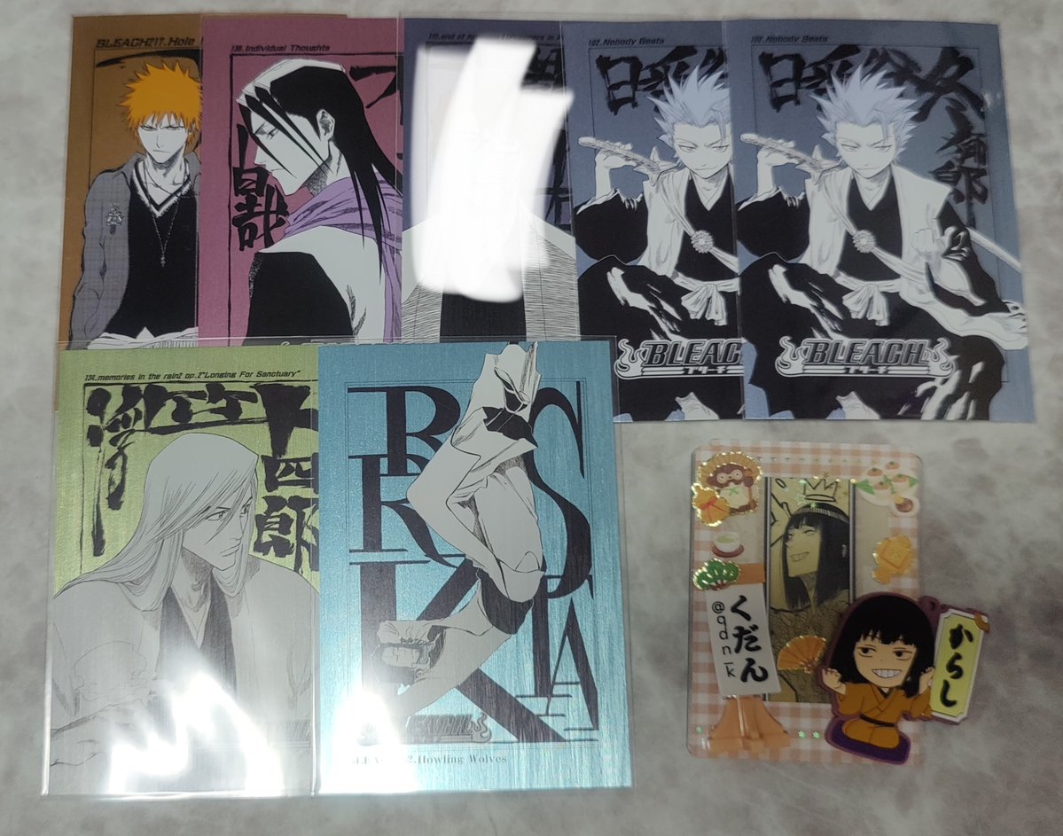 qdn_k's tweet photo. @xx【交換】BLEACH ジャンフェス 扉絵 ポストカード ポスカ 

譲） 一護  白哉 日番谷 藍染 浮竹 スターク 

求） 同異種 平子真子 ･ 同種ノイトラ(FF様分)

郵送＞手渡し
お気軽にお声掛けください
よろしくお願い致します🌸 https://t.co/tfloOJt9wA