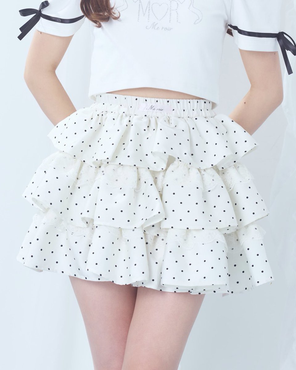 meroir ミーロワール　dot tierd mini skirt white Me roir summer collection 2026 】2nd drop⚓ ⁡ dot tierd mini skirt