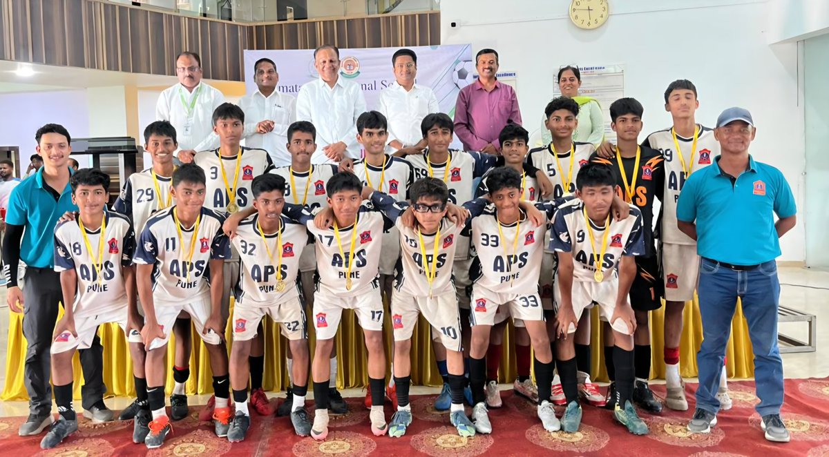 apspune01's tweet photo. “APS Pune: Where Effort Transforms into Victory”.

With unwavering determination, teamwork and sporting excellence, APS Pune proudly emerged victorious at the CBSE South Zone Pre-Subroto Cup Football Tournament 2026. https://t.co/5NV9S86aJO