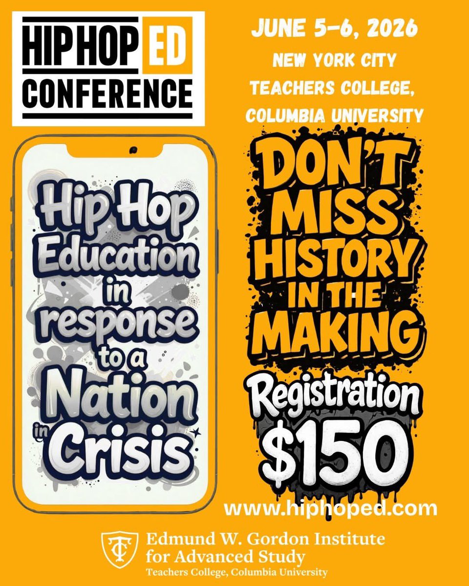 CMichaelJones's tweet photo. 🎤📚 Looking forward to joining scholars, educators, artists, and cultural leaders at this year’s Hip Hop Ed Conference 2026, June 5–6, 2026, at Teachers College, Columbia University.

I’ll be presenting a paper that explores Nas’ comprehensive investment and business model, reimagined hip hop pedagogies for public education, and emerging entrepreneurial pathways currently being cultivated within hip hop culture.

Hip hop continues to shape how we think about education, innovation, community development, and economic empowerment. I’m excited to contribute to a dialogue that bridges scholarship, culture, and practice.

Learn more about the conference and register here at https://t.co/Qdr8ohE3gA or the link attached.

@hiphoped 

#CantStopWontStop #HipHop #HipHopEd #Scholarship #HipHopCulture