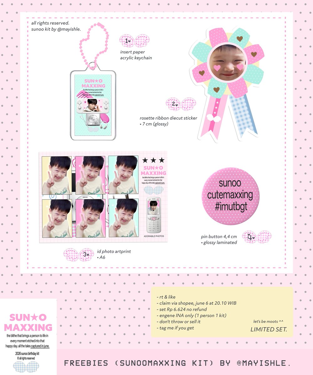 mayishle's tweet photo. ★ interest check! 🧼🍴🎀🪽 

helloo engenes, i plan to open this sunoo birthday kit and ofc i have special freebiess. leave your @ if you're interested yaaa, i'll tag you when pre-orders open and when i drop the freebies link. rt &amp; likes is highly appreciated anw, thank you! <3 https://t.co/v1Q1DnpUqw
