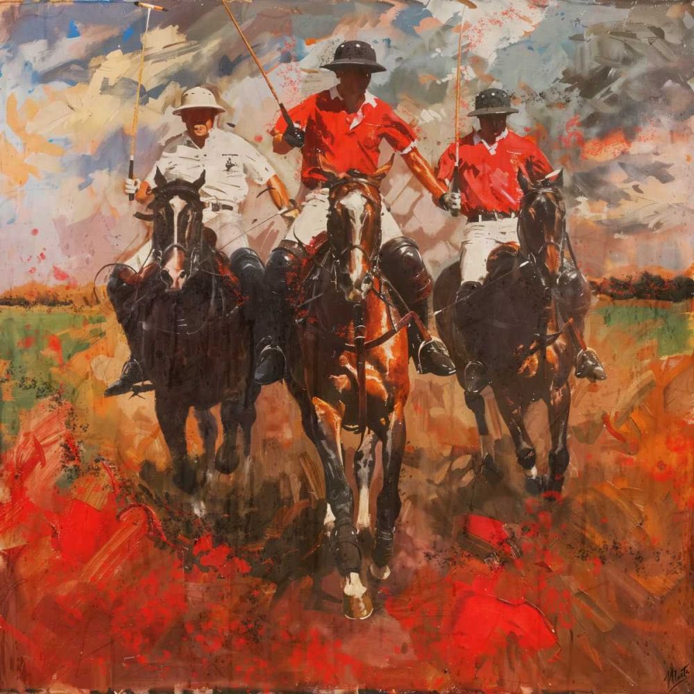 martawiley's tweet photo. Polo V
Dynamic painting of three polo players on horseback in full charge, featuring bold brushstrokes, vibrant reds, and a powerful sense of movement. https://t.co/PPCVrNIMFm https://t.co/MS2cUhBw7B