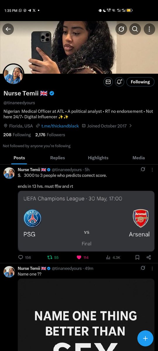 GoodluckEk54993's tweet photo. @tinaneedyours PSG(3)-(1) Arsenal https://t.co/UwHoOjomxW