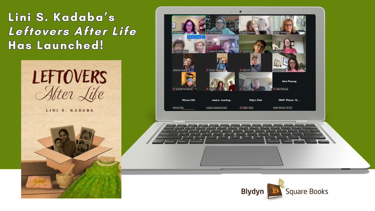 BlydynSquare's tweet photo. Thanks to everyone who attended our virtual launch last night for @LiniSKadaba's debut novel, "Leftovers After Life." We had a great turnout (and only minor technical difficulties!). Stay tuned for details on when we'll be holding a live launch party to celebrate some more. Congratulations, Lini!