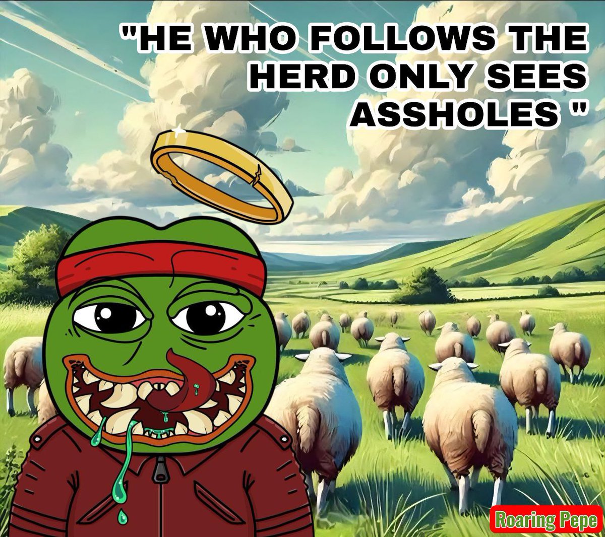 roaringpepe's tweet photo. "Guys, look at our utility! Look at our tech!" 🥱

​Let the other projects stress about shipping code. Roaring Pepe is busy sheeping. Because when you blindly follow the crypto herd, you quickly realize exactly what kind of view you're getting.

​We’d rather stand out than stare at... well, you see the meme.

Stay roaring, folks!