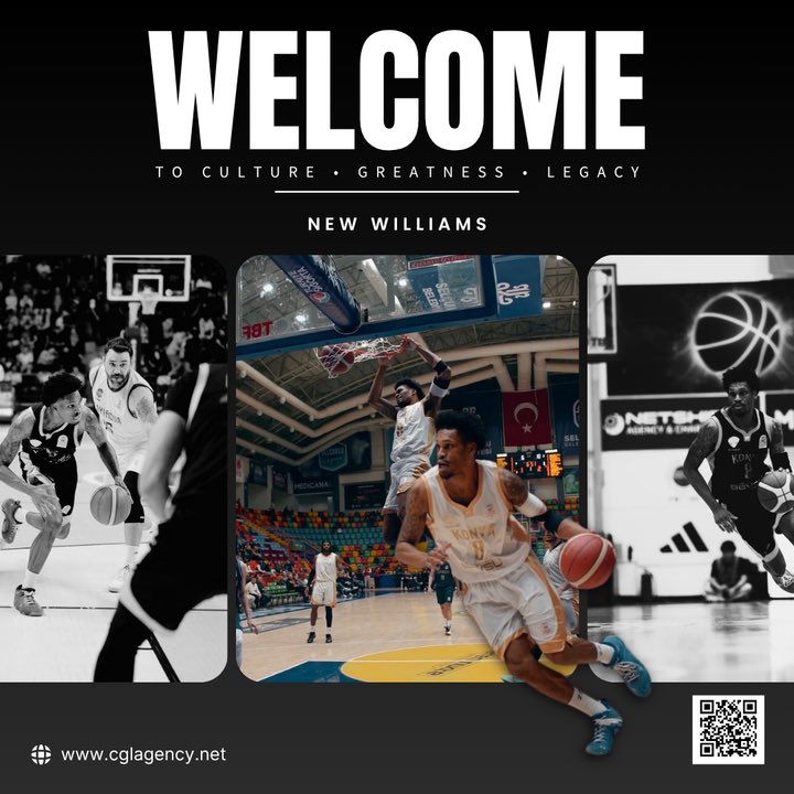 CGLSports's tweet photo. CGL Agency welcomes Nuwriyl “New” Williams to the CGL Agency NBA / Europe Division 🌍🏀

One of the most explosive 🧨 guards on enters the market after a standout run in Turkey 🇹🇷 

⚡ Elite Scorer
🎯 Dynamic Playmaker
📈 EuroLeague / NBA Prospect

#CGLAgency #EuroLeague #NBA https://t.co/721I1yn2zV