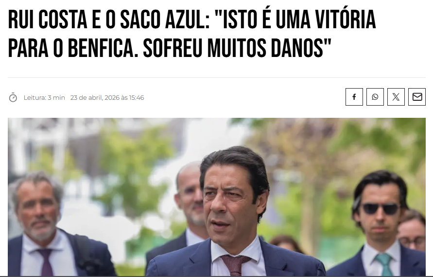 OFuraRedes's tweet photo. Não consigo deixar de ficar boquiaberto, apesar de todas as provas que já temos da relação dos benfiquistas com o clube, com a quantidade de publicações no facebook de sócios que acham que o juiz disse que o LF Vieira não fez nada de mal no caso saco azul

Desapareceram milhões da contabilidade regular do Benfica, isso ficou provado preto no branco, mas o que importa é chorar "pela lesão da imagem do clube"...

Eu entendo que o lixo todo que Luís Filipe Vieira deixou é difícil de digerir e também não se ganha nada em estar constantemente a puxar deste assunto.

O problema é que historicamente uma entidade que finge que não se passou nada, num assunto tão importante, tende a repetir os mesmos erros.