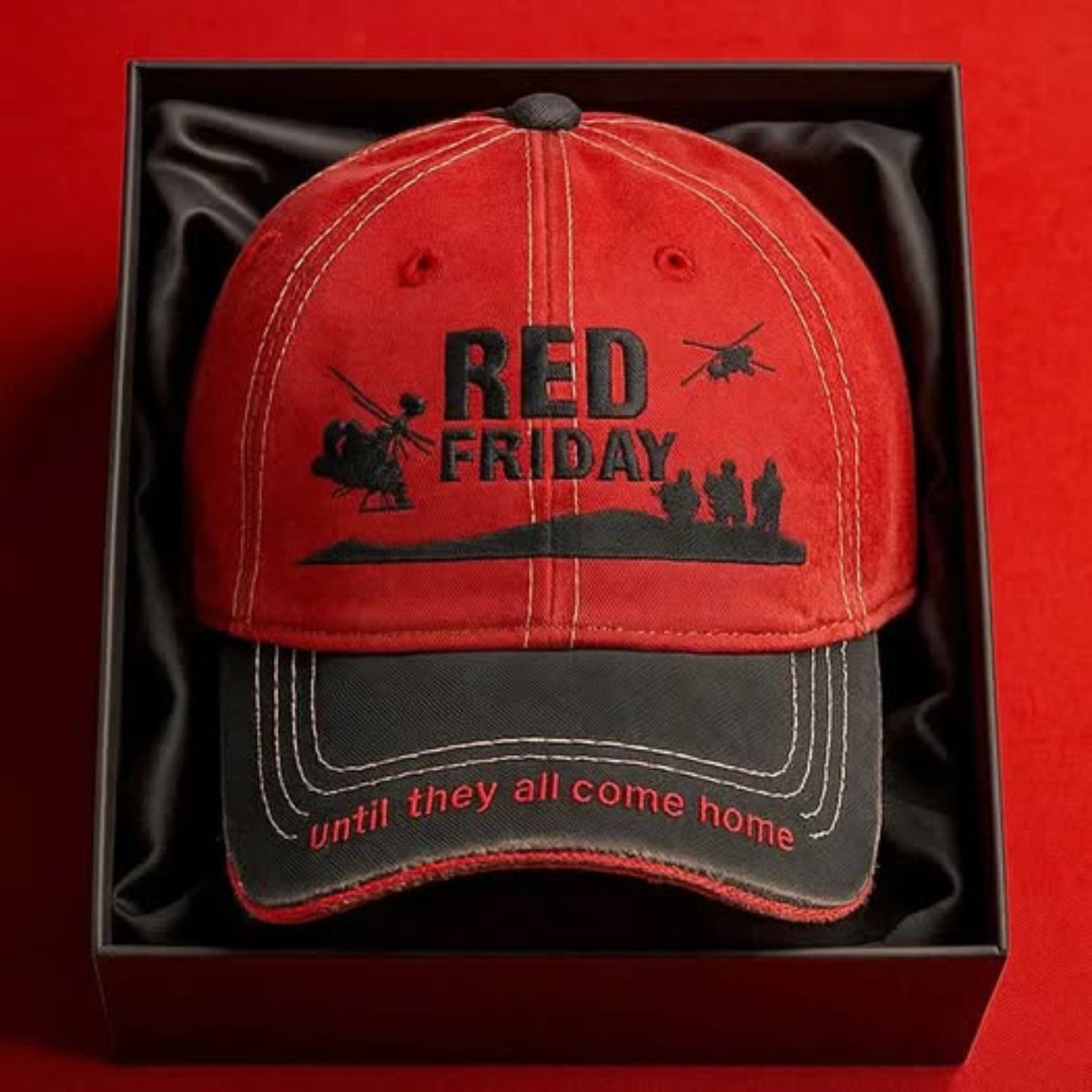 Zyneliaofficial's tweet photo. Wear it with pride every Friday and beyond. The Red Friday Printed Hat combines a classic vintage look with a powerful message of support for service members and veterans—comfortable, durable, and built for daily life.