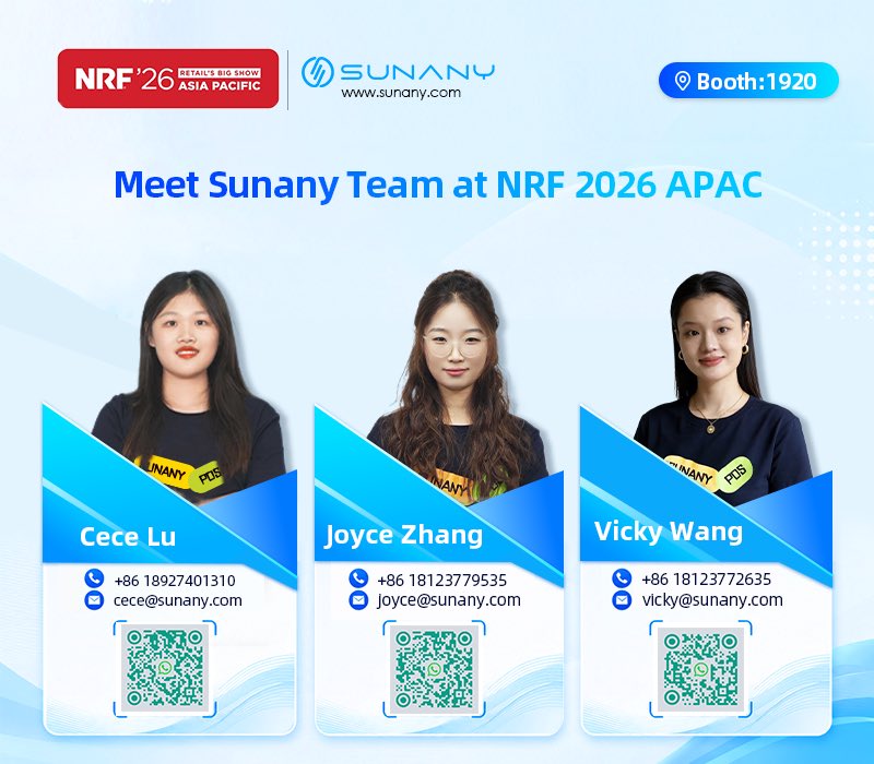 SunanyPOS's tweet photo. Meeting partners and friends at NRF 2026: Retail’s Big Show Asia Pacific!

Visit Sunany at Booth 1920 and connect with Cece, Joyce, and Vicky for the latest POS hardware, touch displays, and ODM/OEM solutions.

See you at the show!

#NRF2026 #NRFAPAC #POSHardware #POSTerminal https://t.co/58UMYVaO9o