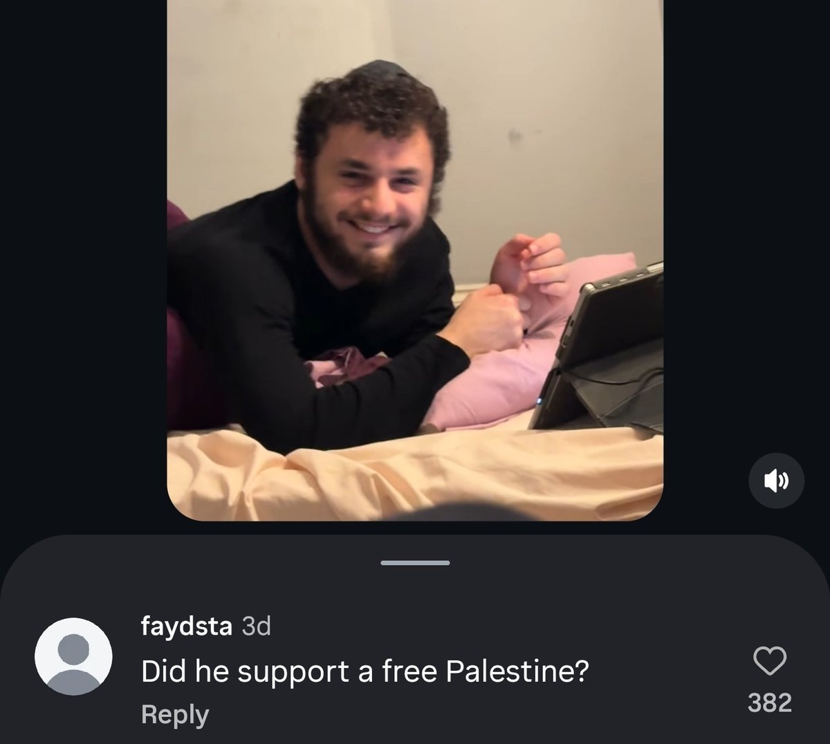 crostipunctus's tweet photo. https://t.co/7LeSgEfN9P

Instagram reel about a brother who committed suicide - happens to be Jewish. 

First comment: 'Does he support a free palestine' https://t.co/Guec5ZsjAO