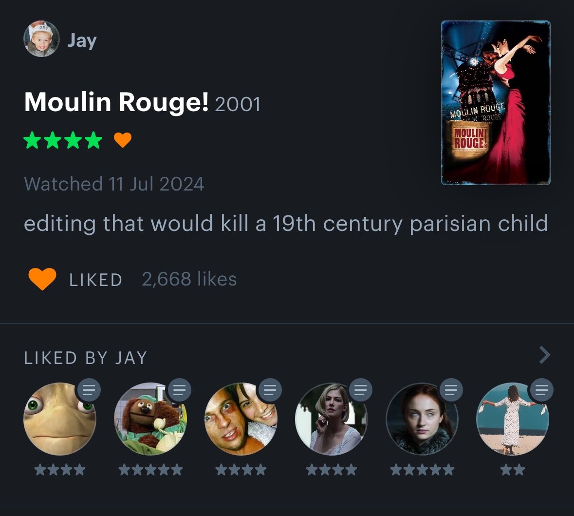 HS_1940's tweet photo. I watched Moulin Rouge for the first time. Me: https://t.co/DARWFowMhl