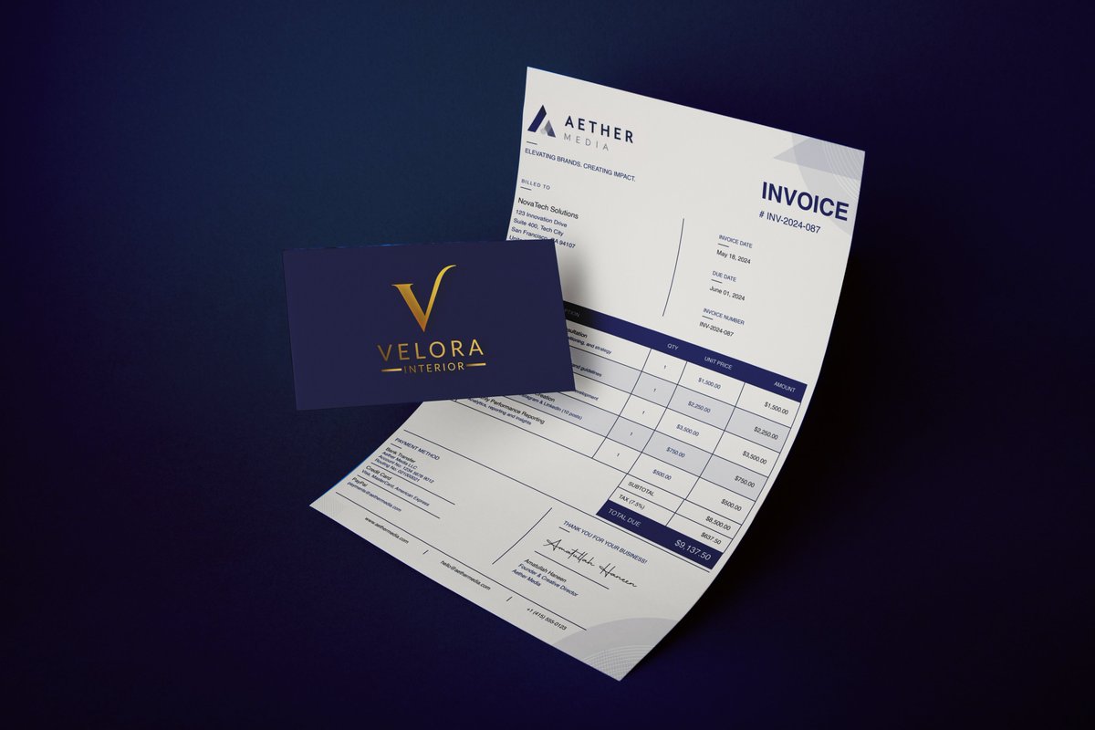 AmatullahHaneen's tweet photo. Velora Corporate Stationery Design ✨
Invoice Design
#hanangraphicdesign #graphicdesign #branding #invoices #invoicedesign #stationery https://t.co/wq9VvpN3Yj