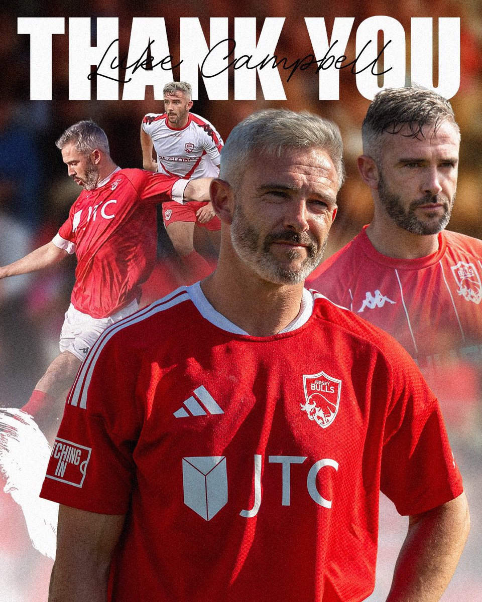 JerseyBullsFC's tweet photo. After 201 appearances since our inception, veteran defender Luke Campbell has announced his retirement from Jersey Bulls Football.

A club stalwart and a legend of local football, Luke has served the club with dignity and class throughout his 7-year spell. 

With 45 goals from centre-back, the “Silver Fox” has given the club countless memorable moments that will live long in the memory.

On behalf of everyone associated with the club, thank you Hacquoil and Cook for being such a supportive employer and THANK YOU SUPER LUKE.

A legend. ❤️