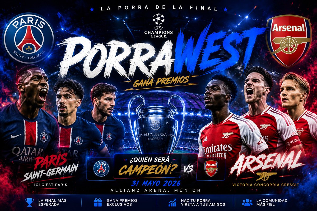 WestApuesta's tweet photo. ‼️ PORRA #CHAMPIONSLEAGUE 

Comenta:

➡️ RESULTADO EXACTO. 
➡️ GOLEADORES DEL ENCUENTRO.

* Solo un comentario por cuenta. 

✅ SI ACIERTAS TE DOY 500€. 
~ (Obligatorio seguirme, dar LIKE y RT). https://t.co/ooXlthBO2L