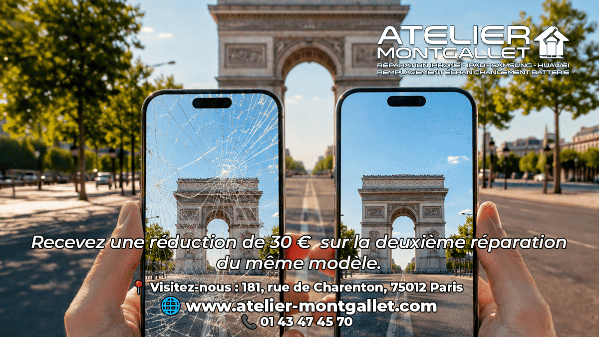 ATMontgallet's tweet photo. Écran fissuré, batterie faible ou connecteur de charge HS ?
Atelier Montgallet répare téléphones et tablettes : iPhone, Samsung, Google Pixel, Xiaomi, Oppo.

📞 01 43 47 45 70
🔗 https://t.co/1ZV0M1ghlI

#RéparationTéléphone #Paris https://t.co/H2sbQjRxgC