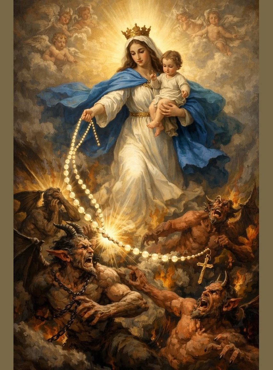 chiamaka___o's tweet photo. Queen of the Rosary, crush the head of the serpent!”
With the Child Jesus in her arms and the Holy Rosary in hand, Our Lady triumphs over hell. 🙏✝️ https://t.co/XBzO1h6ffB