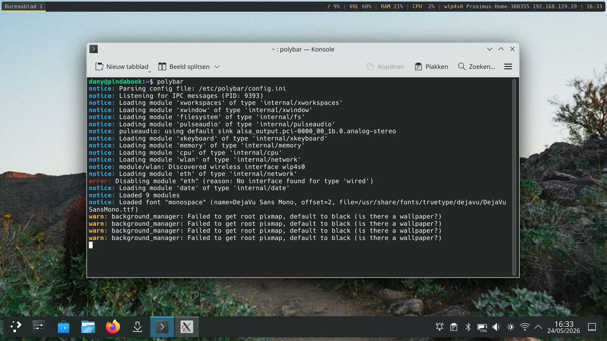 DanyPinoy's tweet photo. Polybar, de zelf te configureren statusbalk op https://t.co/QDIz40ArWz https://t.co/r5Q59E4W38 https://t.co/BbK8CANpP0