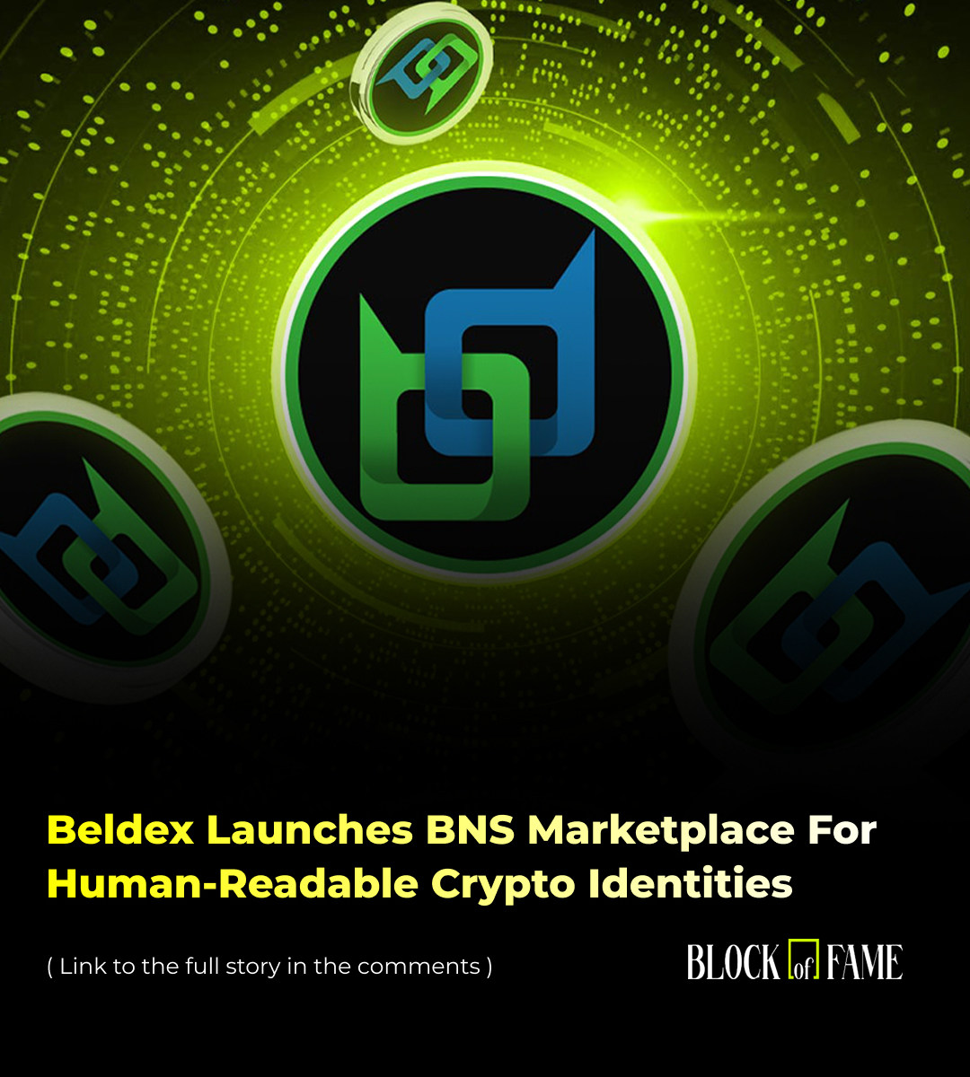 CoinGapeMedia's tweet photo. 🚀 Today's #BrandPulse

@BeldexCoin has launched the #BNS Marketplace, allowing users to buy, sell, and trade .bdx #identities across its ecosystem.

🌐 By replacing complex wallet #addresses with human-readable names, BNS aims to make #Web3 more accessible while turning #digital identities into valuable on-chain #assets.

Could decentralized identities become the #foundation of the next generation of the internet? 👀

🔗 Full story in comments.