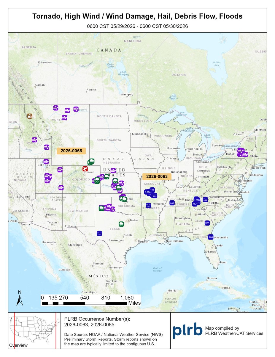 PLRBCats's tweet photo. Storm Reports Summary for May 29–30:

Tornado: CO
Large Hail (1 in.+): CO, KS, NE, OK, TX
Small Hail (<1 in.): CO, KS, NE
High Wind / Wind Damage: CO, ID, KS, MT, NE, NY, OK, TX, UT
Flood: AR, FL, GA, MO, TN, TX
Debris Flow: MT https://t.co/JcBifaujwu