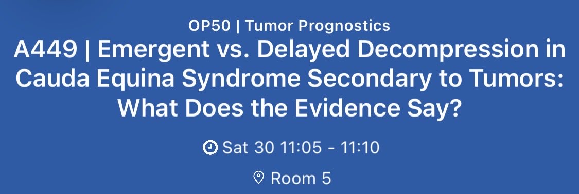 HumaidAlFarai's tweet photo. Presenting at Global Spine Congress @AOSpine 

1- BMP-2 is relatively Safe, Effective with high fusion rate, and looks Cost-effective in Spine-related infections.

2- We have large knowledge gap in the literature about exact time-to-intervene surgically in patients who presented with spinal cord/cauda tumor compression and neurological deficit.

3- However, our data showed surgical intervention within 3weeks associated with good neurological recovery.

4- And therefore; calling for international multicenter study to gather larger data. For spine tumor surgeons, please reach out if interested.