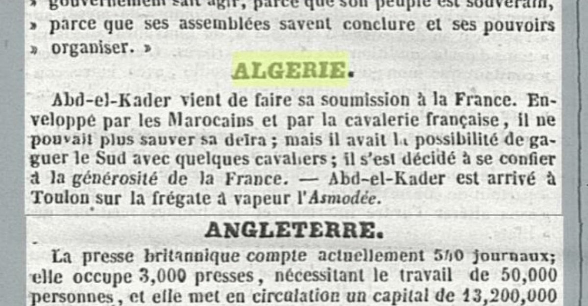 enohlate2's tweet photo. @tambaliken Il n'était ni logé ni nourri ni quoi que ce soit, n'importe qu'elle chose qu'Abdelkader a obtenu des alaouites il l'a payé de sa poche

Et de 2, il a rien à foutre des roitelets
c'est les alaouites qui étaient jaloux de lui car il possédait la ferveur populaire car il combattait https://t.co/gMqK4nLNGw