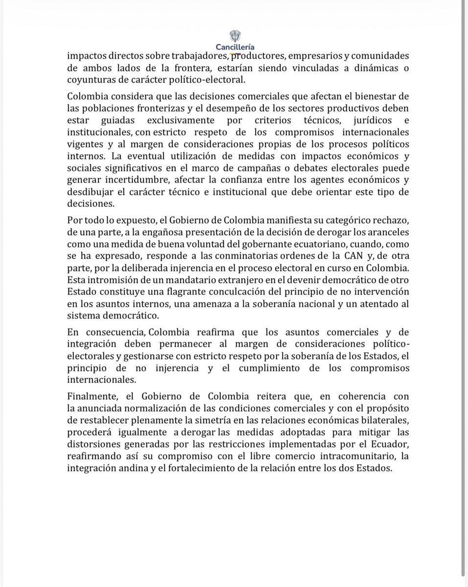 Cancillería Colombia tweet media