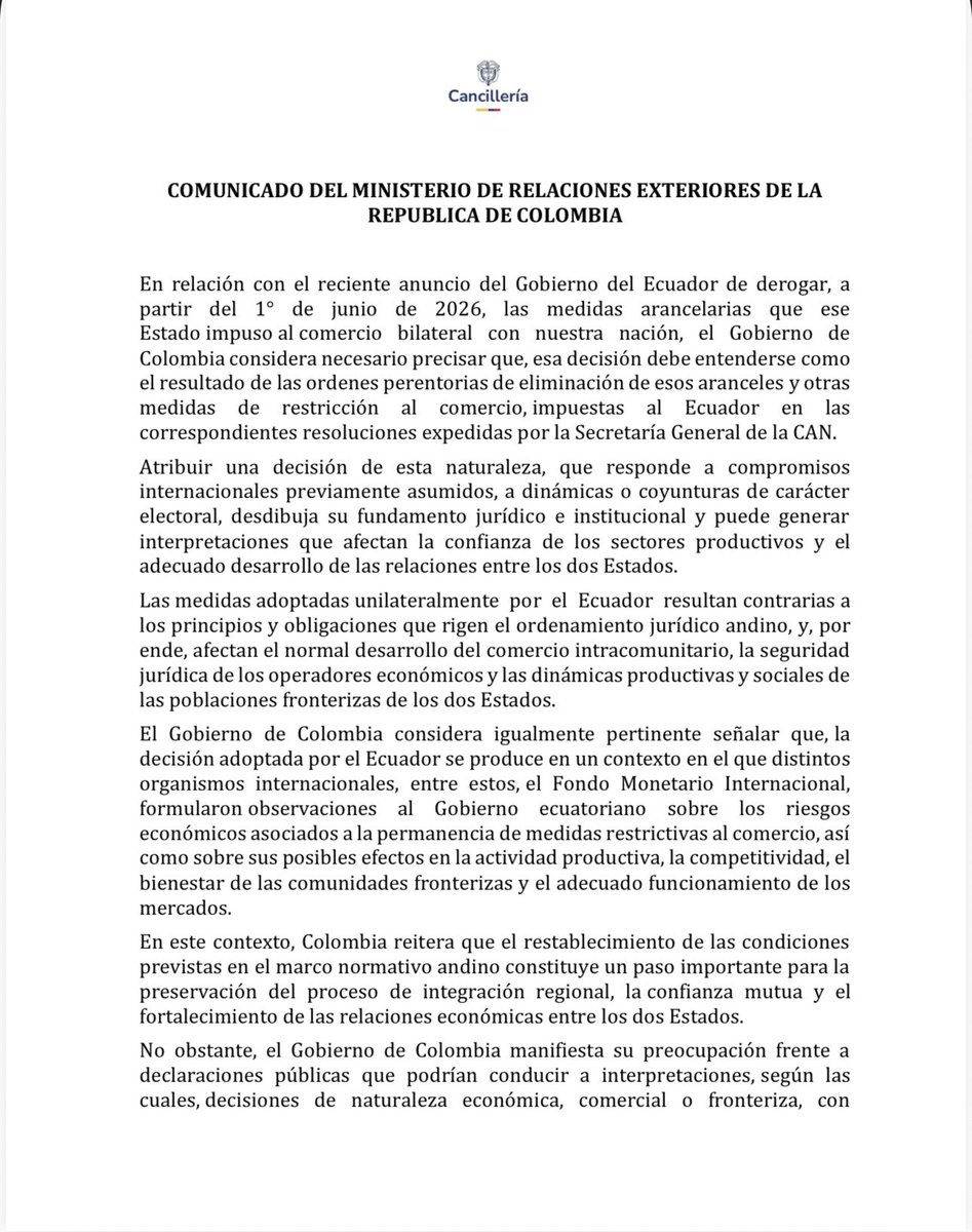 Cancillería Colombia tweet media
