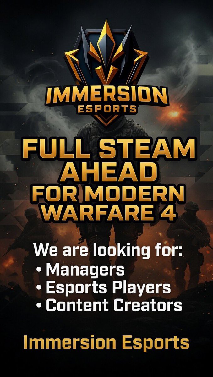 ImmersionESP's tweet photo. We are looking for the following please message if you are interested #esports #mw4 #immersion https://t.co/TN8rzPIZSh