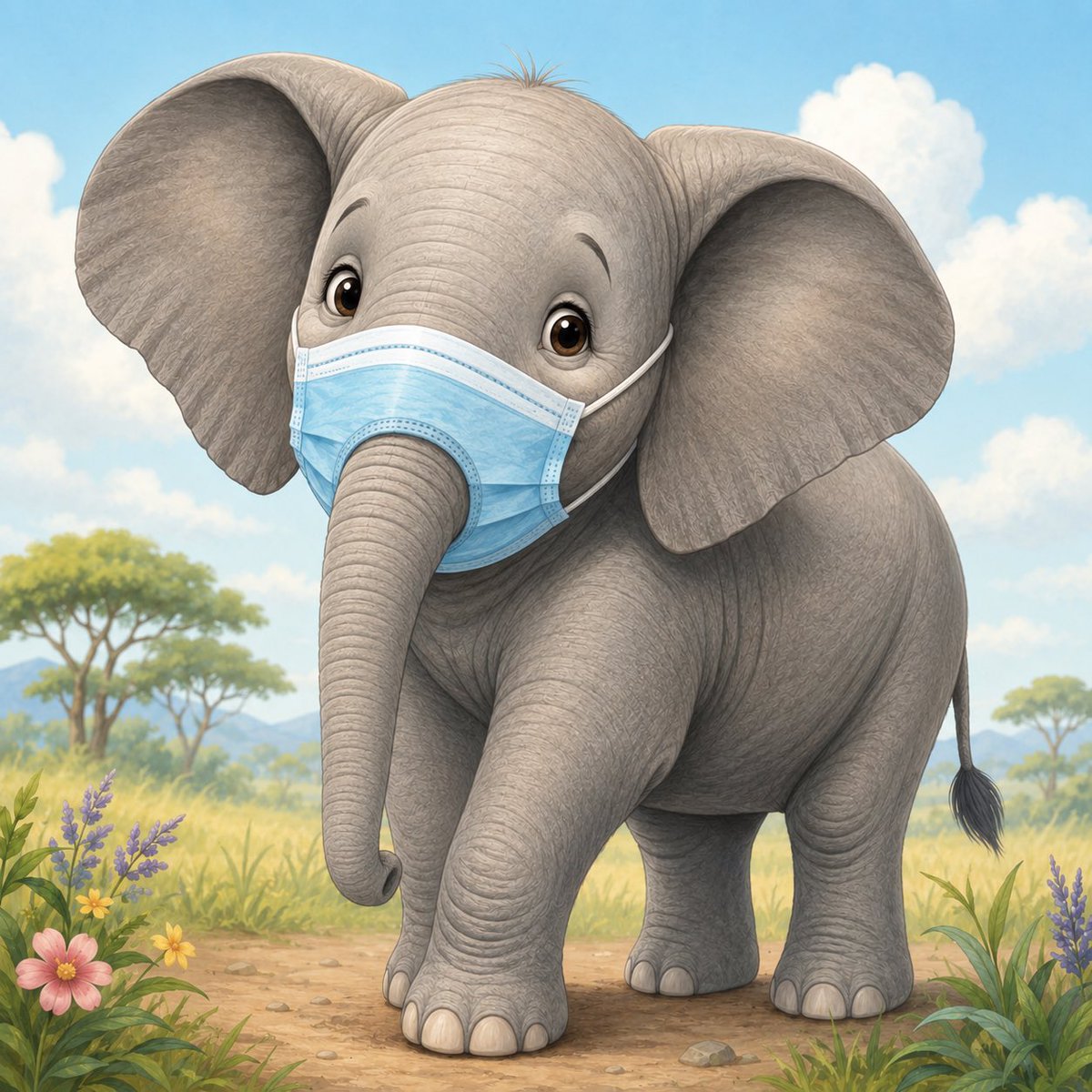dhvanil's tweet photo. i asked gpt-image-2 to make me an elephant with face mask 🙃 https://t.co/aq37S9JvoJ