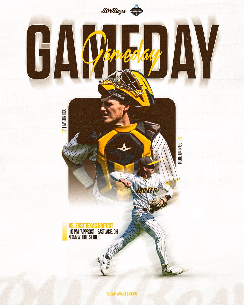 BWUBaseball's tweet photo. Day ✌️at the World Series 

vs. ETBU | 1:15 PM | Eastlake, OH

#BWBoys #d3b https://t.co/zTbZ1l5DrQ