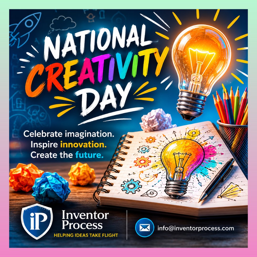 InventorProcess's tweet photo. Every invention starts with creativity.

National Creativity Day is a reminder that imagination fuels innovation and new opportunities. 

Big ideas begin with people willing to think differently.

#CreativeThinking #InnovationStartsHere #InventorLife #BigIdeas https://t.co/XBWrmUeWcv