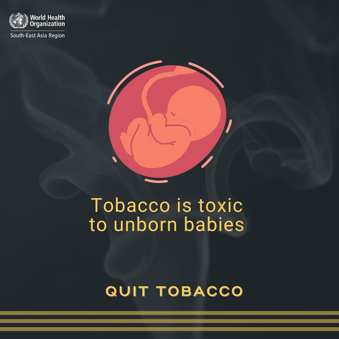 WHOSEARO's tweet photo. #Tobacco 🚭 harms not only smokers, but also unborn babies. It can increase the risk of complications and premature birth.
 
Quit tobacco.
 
#QuitTobacco #TobaccoFree #NoTobacco #CommitToQuit https://t.co/coJvTlw5O0