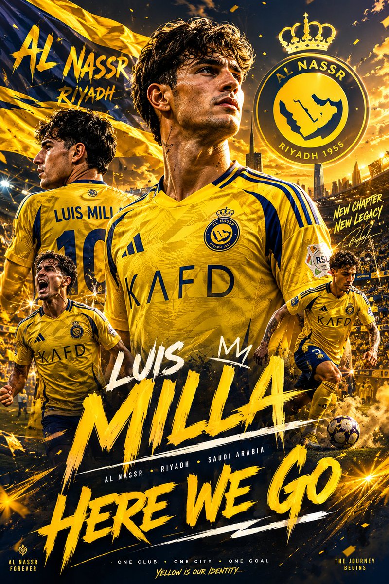 trand360's tweet photo. 🟡 🔥صفقة إسبانية في الطريق للعالمي؟ 👀🇪🇸
​تقارير صحفية تؤكد اقتراب إدارة #النصر من حسم التعاقد مع لاعب الوسط "لويس ميلا" ليكون أولى تعزيزات الفريق في الصيفية.🔥

​👇 جماهير العالمي، ما هو رأيكم في هذه الصفقة لو تمت؟ https://t.co/52qtJXxLE0