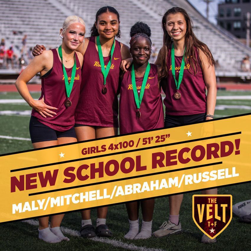theveltmpls's tweet photo. π»ππ£ Congrats to the Girls 4x100 relay team for breaking the school record at the Section 3AA Championships. The team of Olive Maly, Ava Mitchell, Avory Abraham & Treva Russell ran to a 5th place finish.
#TeddyNation #WeAreRoosevelt #TheVeltMpls #TheVeltT+F https://t.co/1LB6MVEkFw