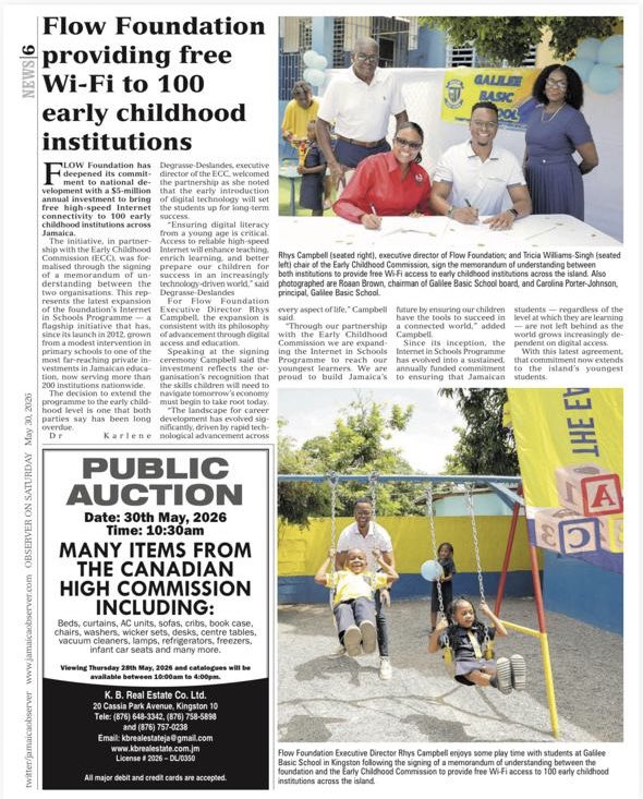 tkmsingh's tweet photo. @FLOWJamaica @ECCJA Thank you Flow Foundation- Free WiFi for 100 Early Childhood Institutions #EarlyYearsMatter #12StandardsMatter Proud Outgoing Chairman 🙏🏿👏🏿🇯🇲🇯🇲🇯🇲 https://t.co/WoouVeK96F