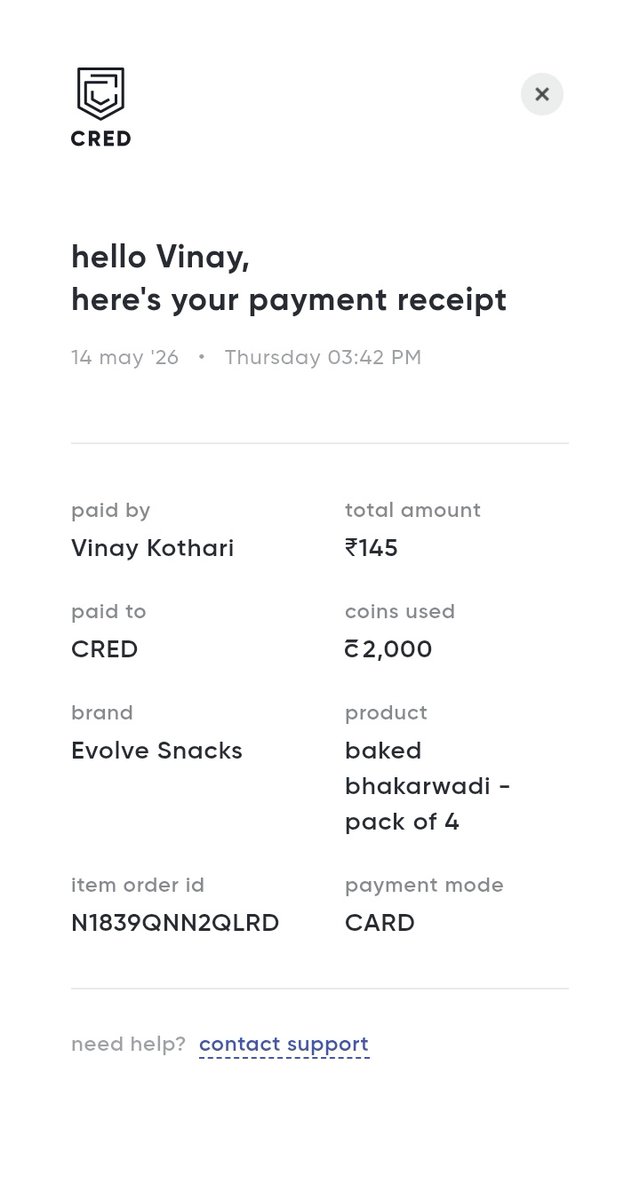 vinayhkothari's tweet photo. @CRED_support @CRED_club @kunalb11 complaint raised on 21/5/2026 for sending 70gms pack instead of 100gm pack, total of 5 orders, each order  was 120gms less, total 600gms less product received. #cred just processed only 1 orders refund. What about refund of balance 4 orders? https://t.co/2VFiRgrRHt