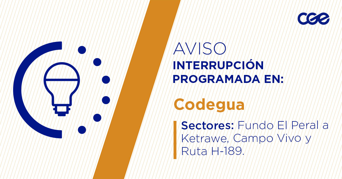 CGE_Clientes's tweet photo. Para mejorar la calidad del suministro de nuestros clientes de #Codegua, este martes, entre 09:00 y 14:00 horas, se realizará una #InterrupciónProgramada (sectores en la imagen 👇) debido a trabajos de mejoras. Recuerda desconectar tus artefactos 🔌 https://t.co/wD82CYwmHn