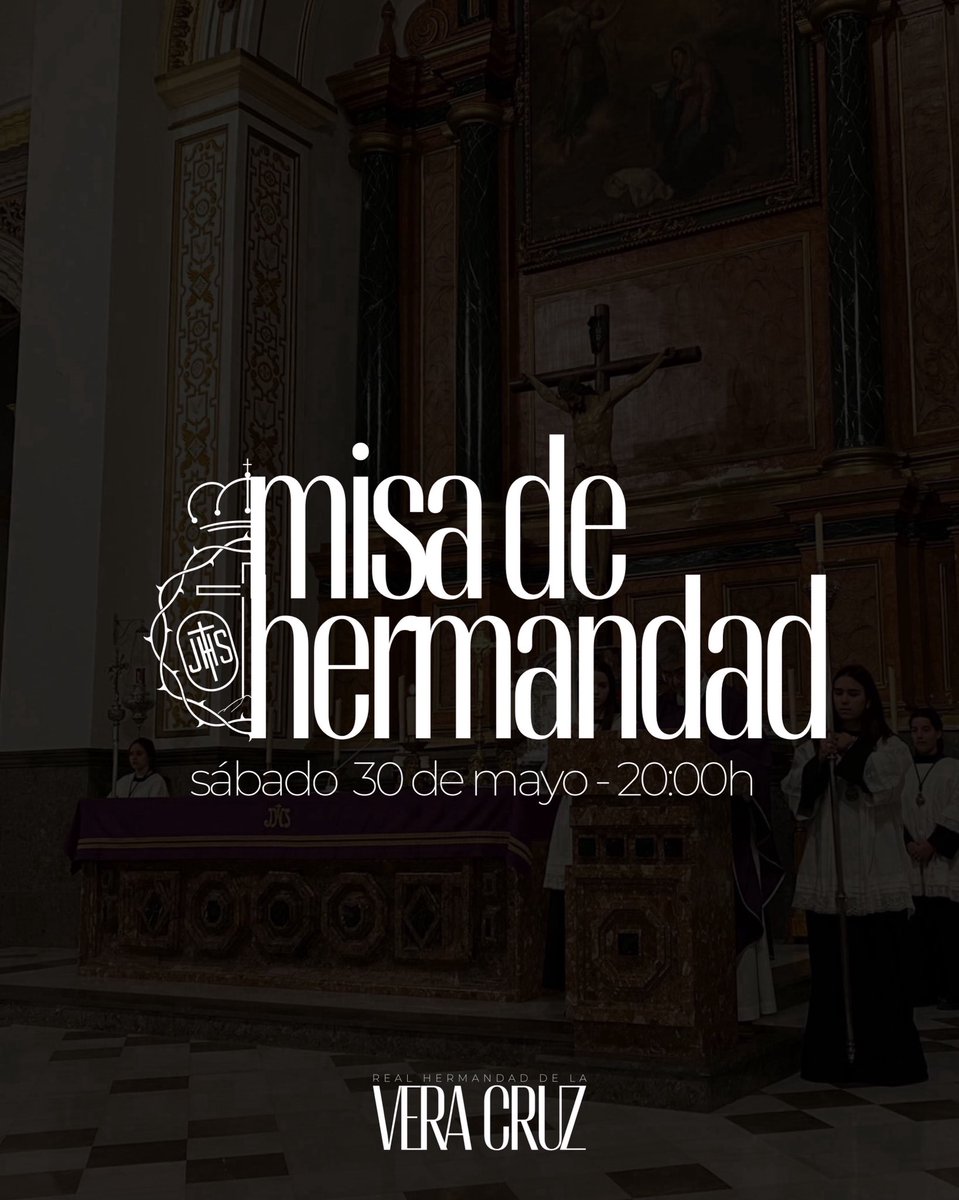 VeraCruzMo's tweet photo. #Cultos | Hoy, como cada último sábado del mes, celebraremos Santa Misa de Hermandad.

📅 Sábado, 30 de mayo

⛪️ Parroquia de la Encarnación 

🕗 20h

🗣 Preside Sagrada Sede nuestro Párroco y Consiliario D. José Ignacio Martínez Garzón

#SomosHermandad #SoydelaVeraCruz https://t.co/jcqJ4El3fa