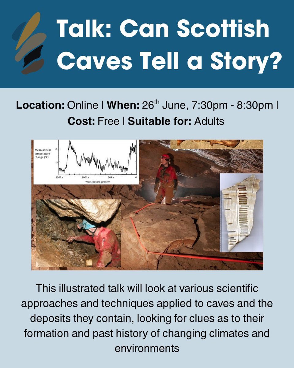 scottishgeology's tweet photo. Learn about caves and how they are studied in this online talk by Dr Tim Lawson  💻️ 📈 

🎟️ Free online talk, booking required. https://t.co/iUraKXLUho 

For more information visit:  https://t.co/s1D8RNi5iW https://t.co/t5hiI0JnhQ