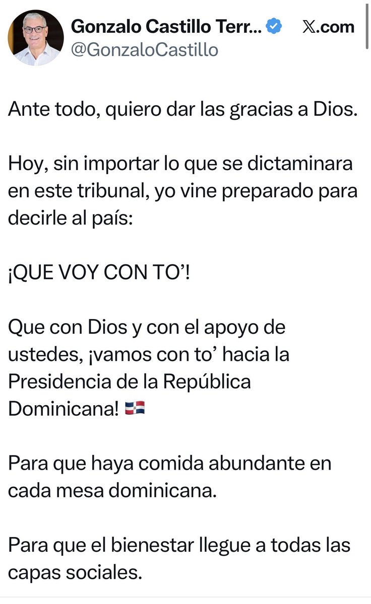 Miralba's tweet photo. Mensaje de Gonzalo Castillo tras su salida del tribunal: 

“Voy con To’” https://t.co/KWjopbemPY