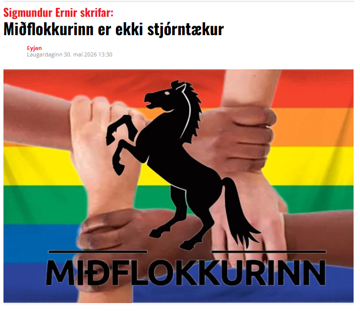 Einargeirthorst's tweet photo. Sigmundur Ernir hefur rétt fyrir sér. Miðflokkurinn er ekki stjórntækur á mælikvarða þeirra stjórnmálamanna sem hafa það eina markmið að verja kerfið.

Miðflokkurinn myndi nefnilega fara í alvöru kerfisbreytingar. Minnka báknið, móta skýra stefnu í málefnum hælisleitenda og fara í raunverulegar úrbætur í samgöngumálum í stað þess að reyna alltaf að breyta ferðavenjum íbúa.

Þess vegna er flokkurinn ekki "stjórntækur“ í augum kerfiskarla eins og Sigmundar Ernis. Og kannski er það ein af ástæðunum fyrir því að fleiri og fleiri aðhyllast stefnu Miðflokksins.