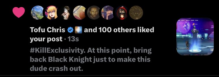 GosstyOfficial's tweet photo. Oh my goodness. @EpicTofuChris liked my post about Fortnite ending exclusivity. 🤯 https://t.co/EJlNCUzadP