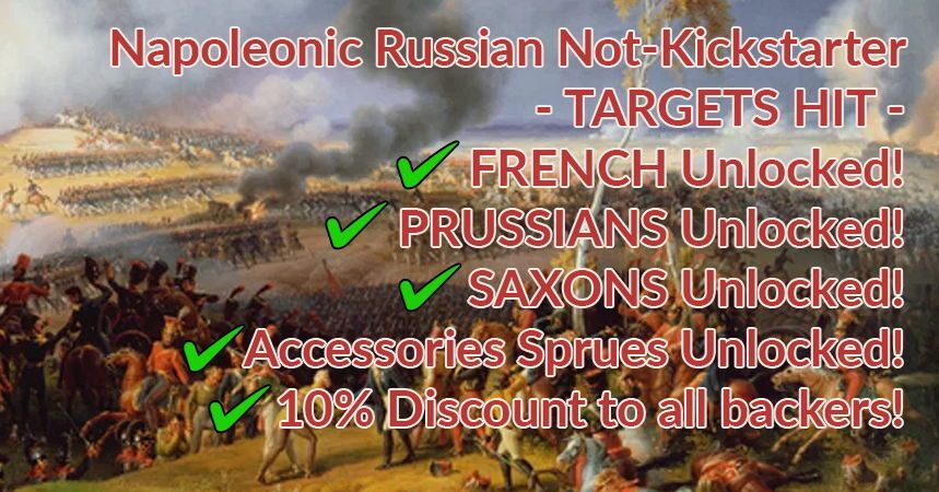 pendraken's tweet photo. Our Napoleonic Russian crowdfunder ends at midnight on Sunday and we've unlocked the French, Prussians, Saxons, accessories, and more, with a 10% discount on all pledges!  Don't miss out on this and get your pledge added on our Forum before the deadline!  https://t.co/XBBOQJqvJD https://t.co/YCPOcFwfPj