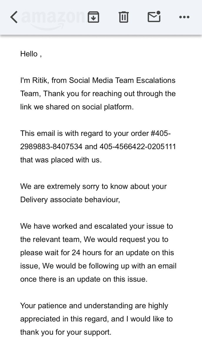 chigi_jadav's tweet photo. Each time I was assured the issue would be resolved within 24 hours, yet nobody contacted me and nothing was resolved. The same problem continues. Is this the level of customer service Amazon India now provides?
@amazonIN @AmazonHelp https://t.co/lRe6ehId1H