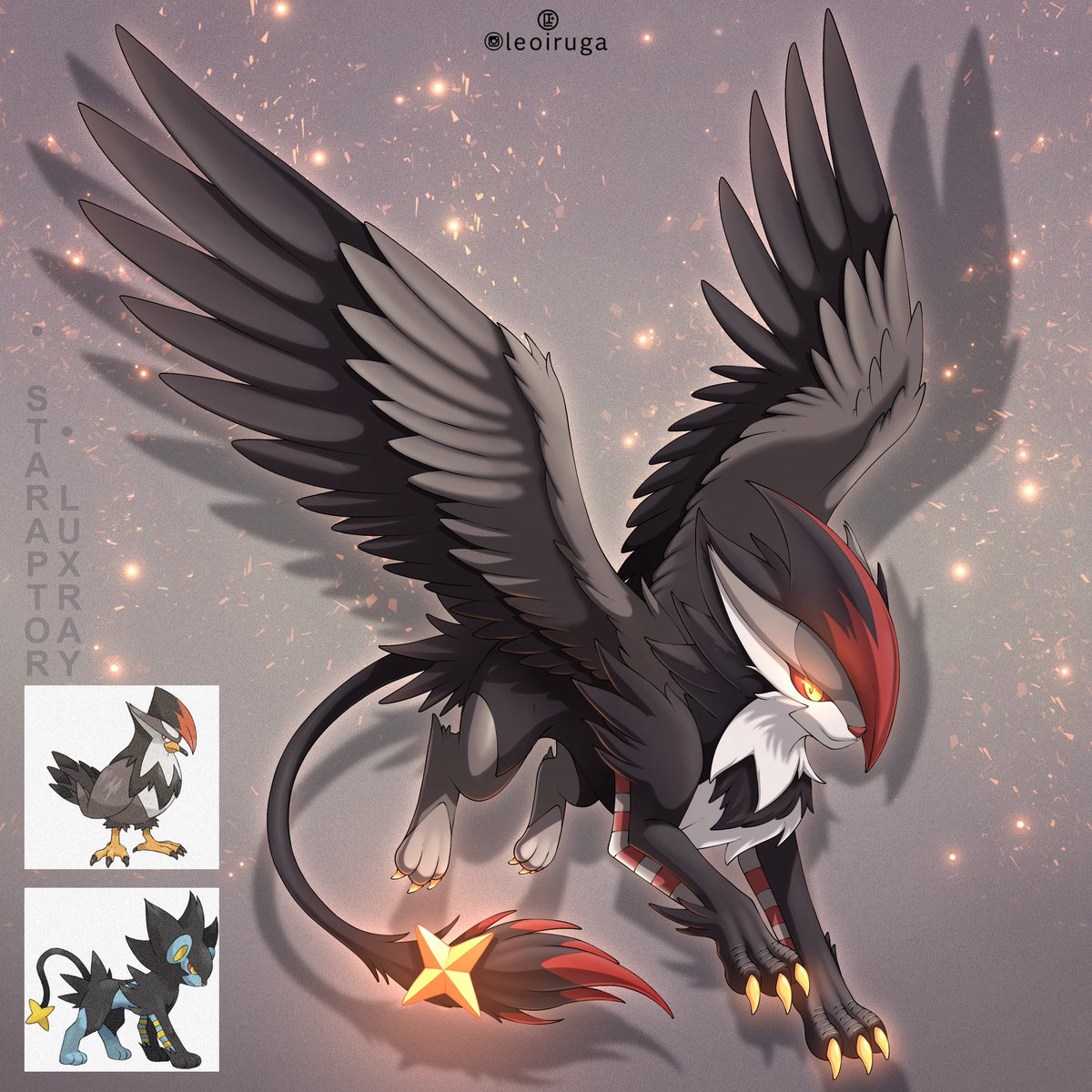 leoiruga's tweet photo. Luxray and Staraptor Fusion 🖤🤍❤️✨
(Commission) https://t.co/sS2hQvIte2