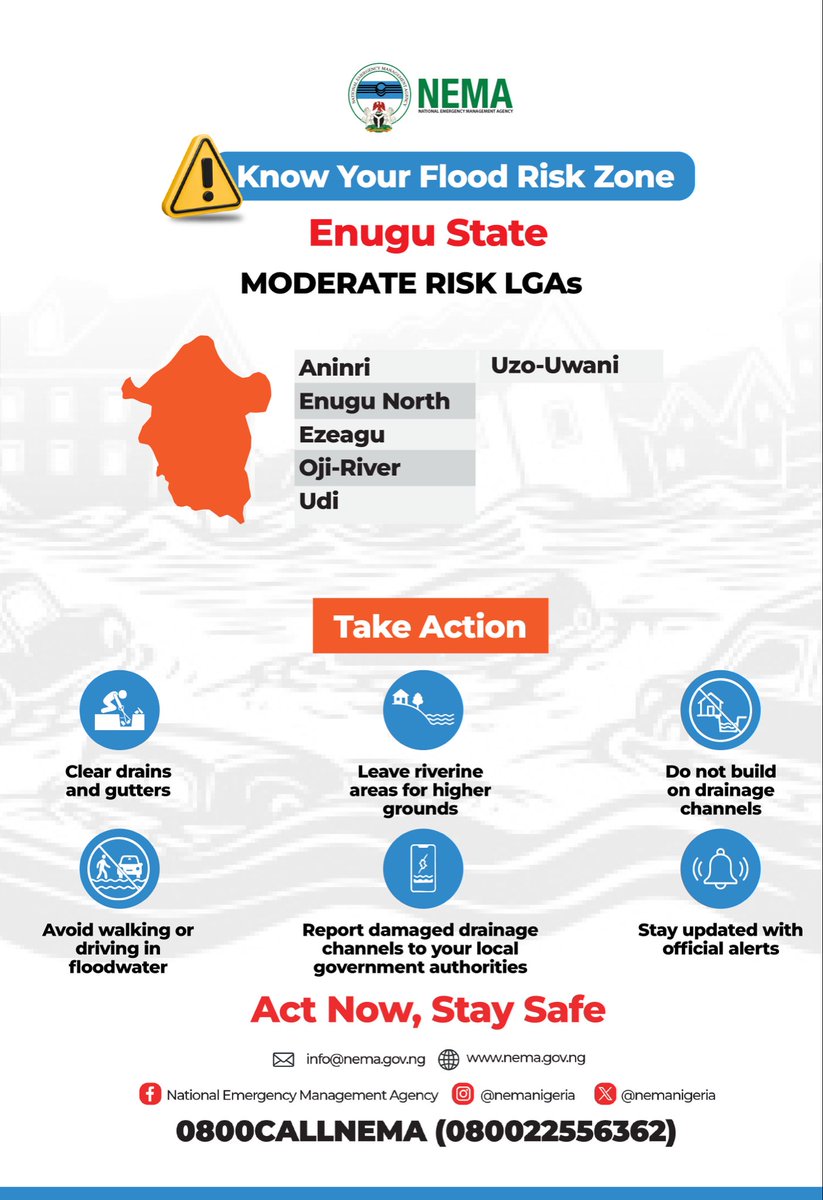 TheZubaidaUmar's tweet photo. 🚨Flood Outlook Alert

Rainy season is here, and many communities are at risk of flooding.

Get prepared. Take action. Stay safe.

#Lagos | #Enugu | #Kano https://t.co/3UjP469A8I